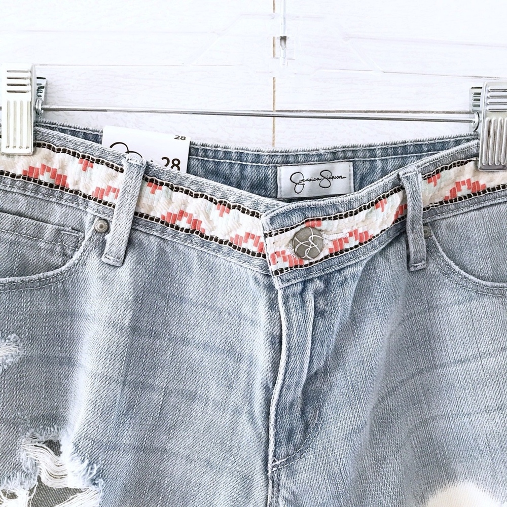 Jessica Simpson Blue Dip Dye Fray Ace Denim Shorts - Picture 3 of 8